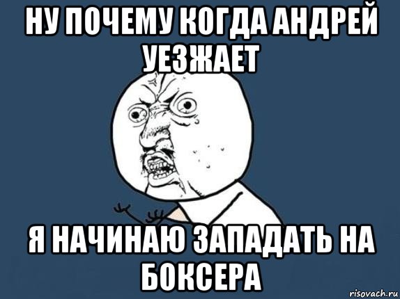 ну почему когда андрей уезжает я начинаю западать на боксера, Мем  почему мем