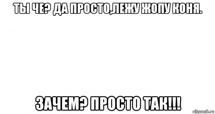 ты че? да просто,лежу жопу коня. зачем? просто так!!!