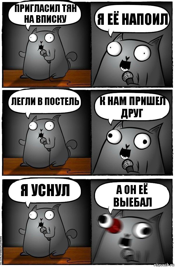 Пригласил тян на вписку Я её напоил Легли в постель К нам пришел друг я уснул а он её выебал, Комикс  Стендап-кот