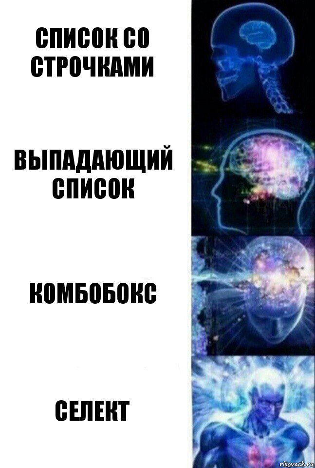 Список со строчками Выпадающий список Комбобокс Селект, Комикс  Сверхразум