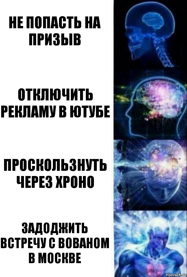 не попасть на призыв отключить рекламу в ютубе проскользнуть через хроно задоджить встречу с вованом в Москве, Комикс  Сверхразум