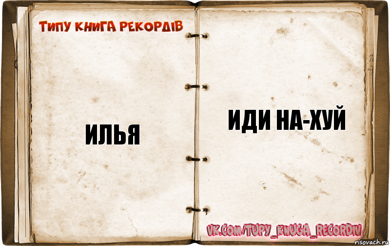 илья иди на-хуй, Комикс  Типу книга рекордв