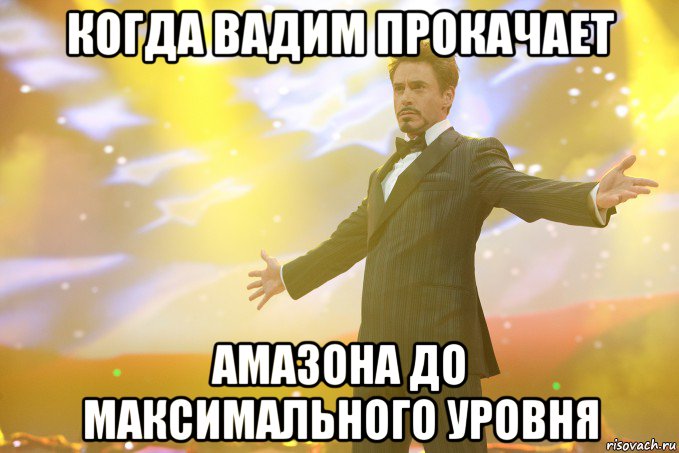 когда вадим прокачает амазона до максимального уровня, Мем Тони Старк (Роберт Дауни младший)