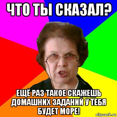 что ты сказал? ещё раз такое скажешь домашних заданий у тебя будет море!, Мем Типичная училка