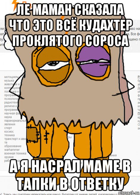 ле маман сказала что это всё кудахтер проклятого сороса а я насрал маме в тапки в ответку, Мем Анонимная вата