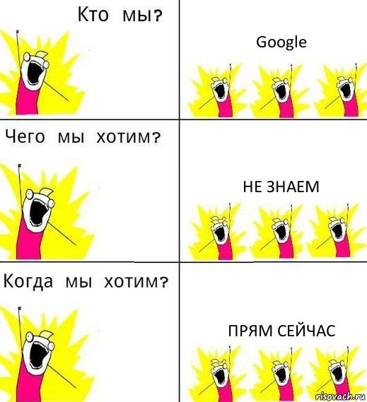 Google Не знаем Прям сейчас, Комикс Что мы хотим