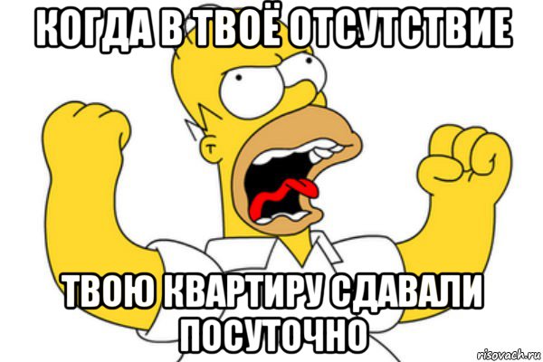 когда в твоё отсутствие твою квартиру сдавали посуточно, Мем Разъяренный Гомер