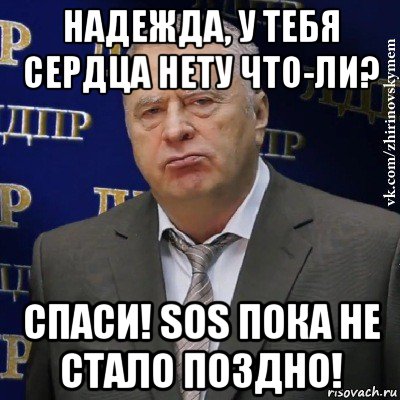 надежда, у тебя сердца нету что-ли? спаси! sos пока не стало поздно!, Мем Хватит это терпеть (Жириновский)