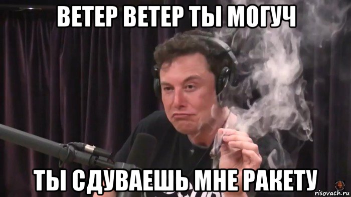 ветер ветер ты могуч ты сдуваешь мне ракету, Мем Илон Маск