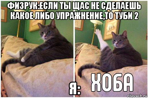 физрук:если ты щас не сделаешь какое либо упражнение,то туби 2 я:, Комикс Кот Хоба