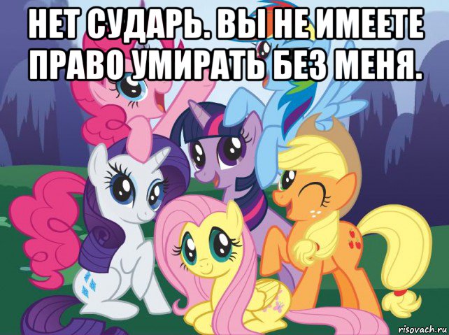 нет сударь. вы не имеете право умирать без меня. , Мем My little pony