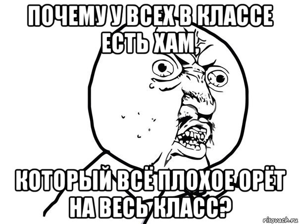 почему у всех в классе есть хам, который всё плохое орёт на весь класс?, Мем Ну почему (белый фон)