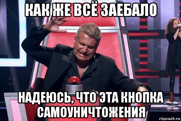 как же всё заебало надеюсь, что эта кнопка самоуничтожения, Мем   Отчаянный Агутин