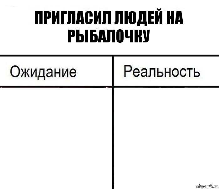 Пригласил людей на рыбалочку  , Комикс  Ожидание - реальность