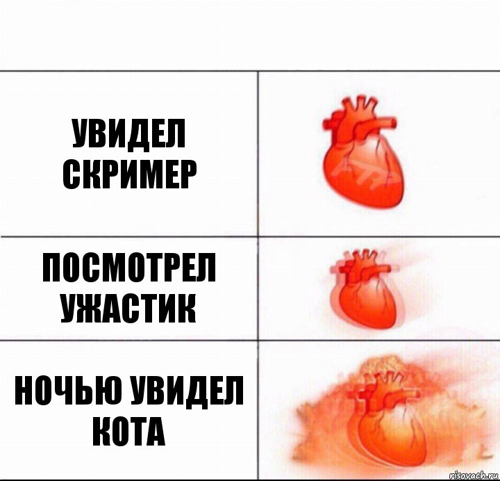 Увидел скример Посмотрел ужастик Ночью увидел кота, Комикс  Расширяюшее сердце