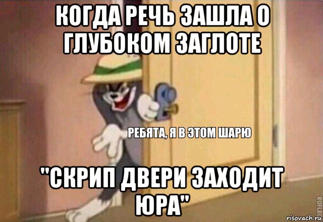 когда речь зашла о глубоком заглоте "скрип двери заходит юра", Мем    Ребята я в этом шарю