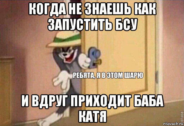 когда не знаешь как запустить бсу и вдруг приходит баба катя, Мем    Ребята я в этом шарю