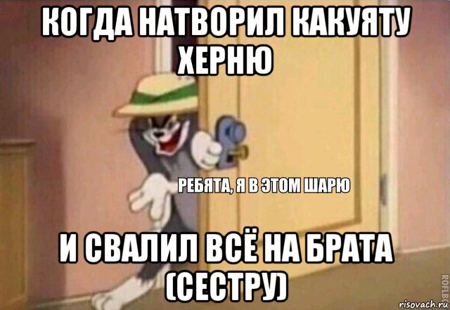 когда натворил какуяту херню и свалил всё на брата (сестру)