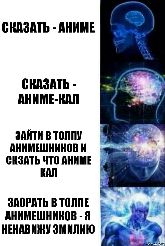 сказать - Аниме сказать - Аниме-кал зайти в толпу анимешников и скзать что аниме кал заорать в толпе анимешников - Я НЕНАВИЖУ Эмилию, Комикс  Сверхразум