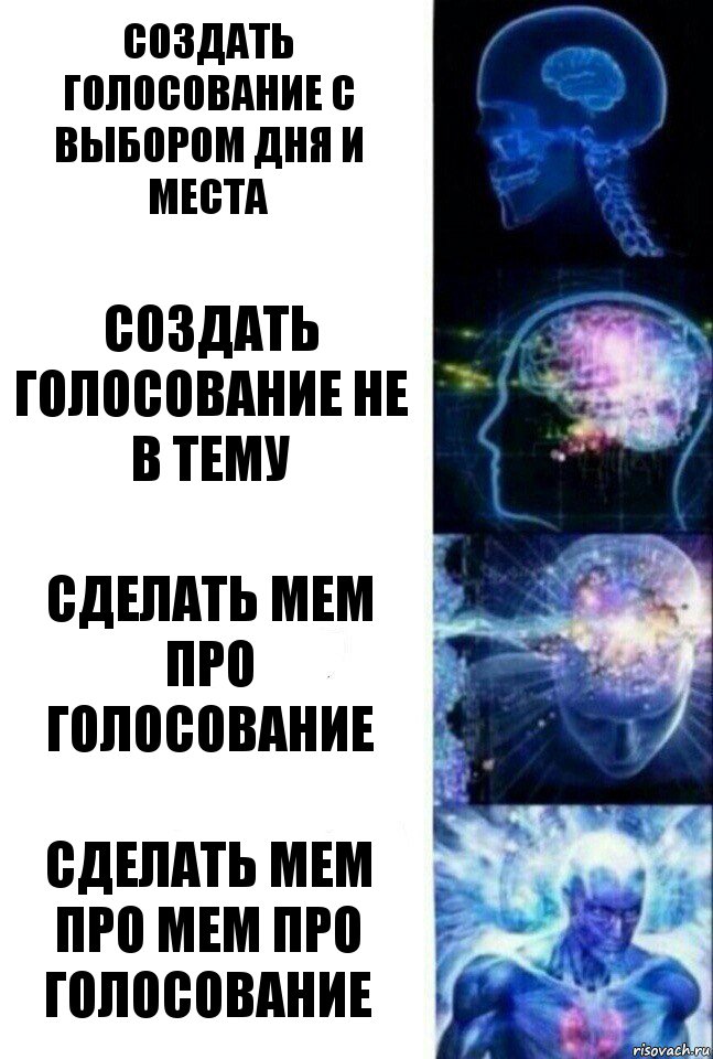 создать голосование с выбором дня и места создать голосование не в тему сделать мем про голосование сделать мем про мем про голосование, Комикс  Сверхразум