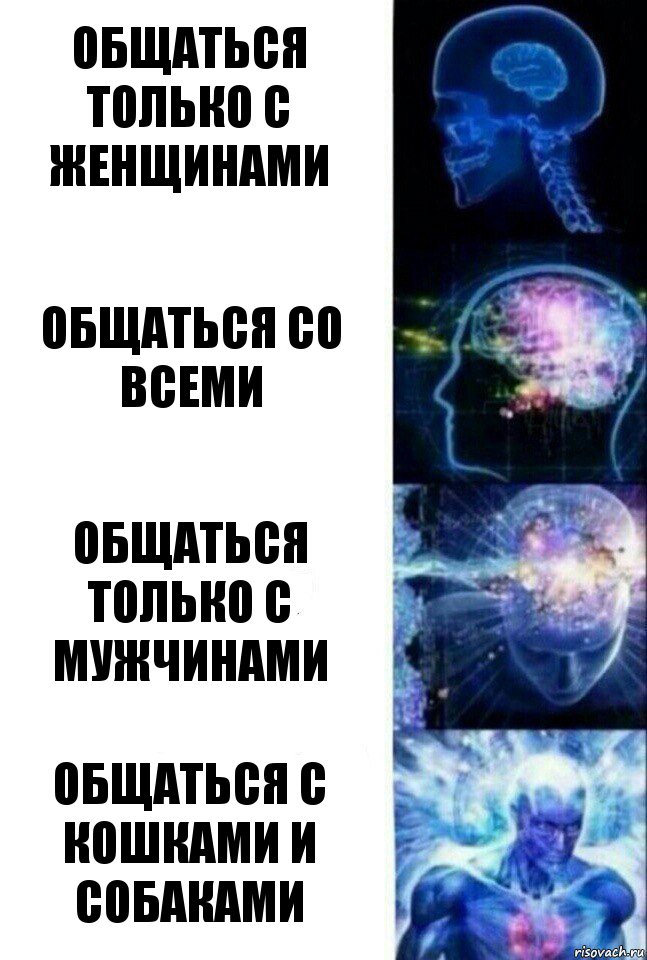 Общаться только с женщинами Общаться со всеми Общаться только с мужчинами Общаться с кошками и собаками, Комикс  Сверхразум