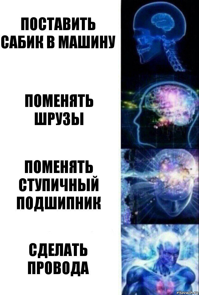 поставить сабик в машину поменять шрузы Поменять ступичный подшипник Сделать провода, Комикс  Сверхразум