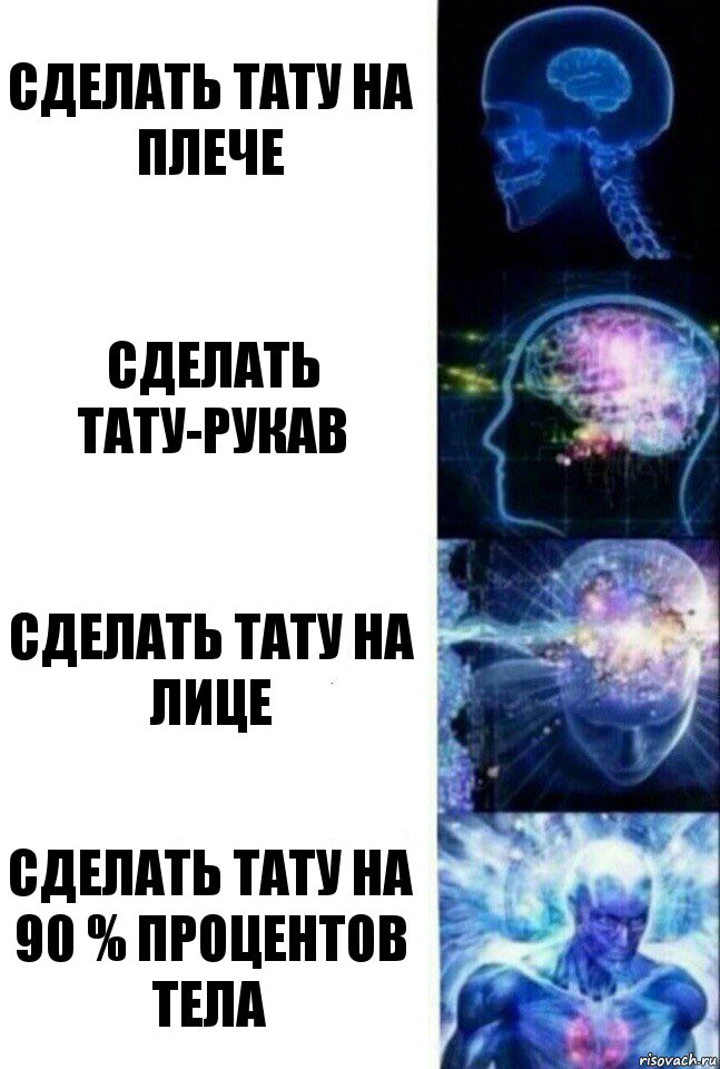 сделать тату на плече сделать тату-рукав сделать тату на лице сделать тату на 90 % процентов тела, Комикс  Сверхразум