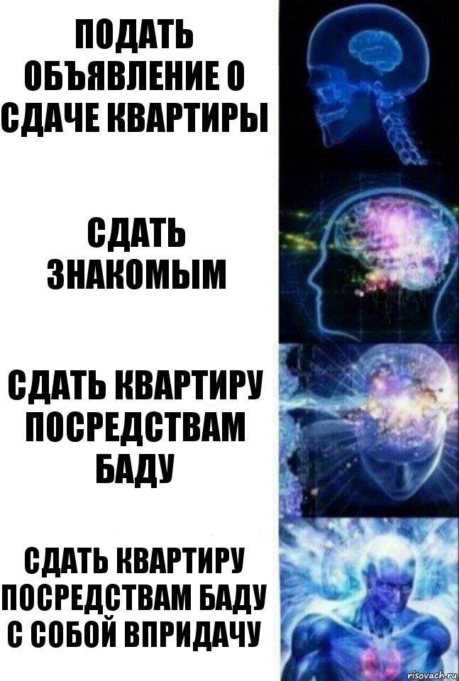 Подать объявление о сдаче квартиры Сдать знакомым Сдать квартиру посредствам баду Сдать квартиру посредствам баду с собой впридачу, Комикс  Сверхразум