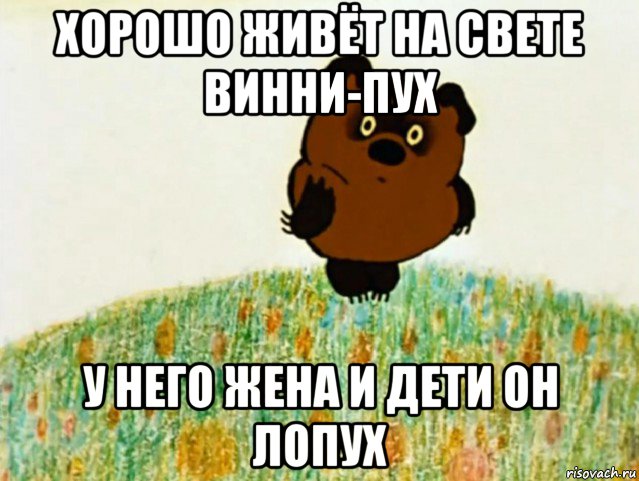 хорошо живёт на свете винни-пух у него жена и дети он лопух, Мем ВИННИ ПУХ