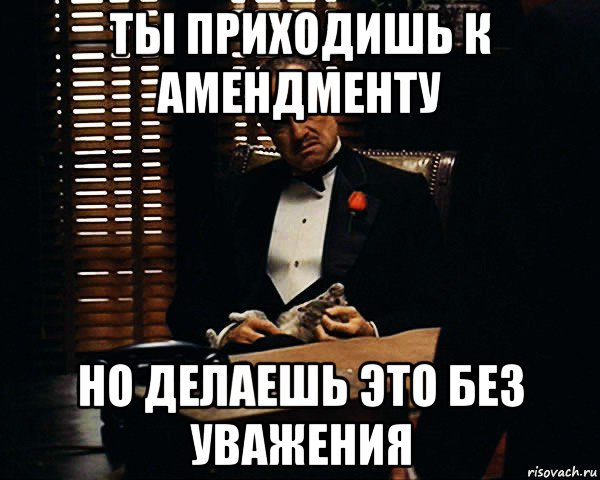 ты приходишь к амендменту но делаешь это без уважения