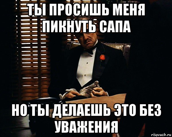 ты просишь меня пикнуть сапа но ты делаешь это без уважения, Мем Дон Вито Корлеоне