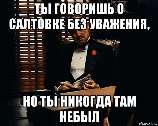 ты говоришь о салтовке без уважения, но ты никогда там небыл, Мем Дон Вито Корлеоне