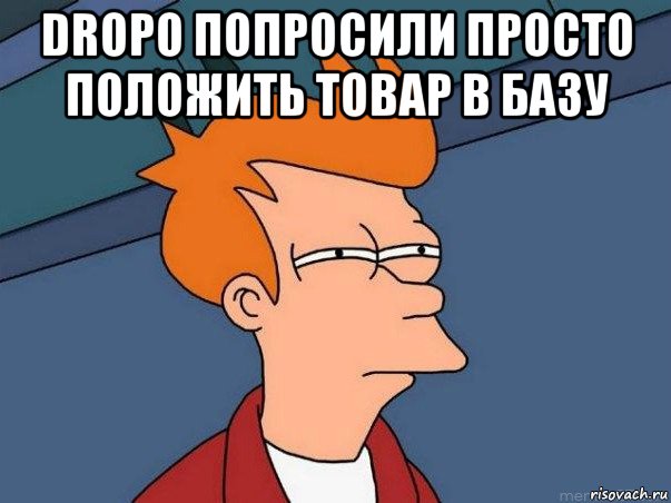 dropo попросили просто положить товар в базу , Мем  Фрай (мне кажется или)