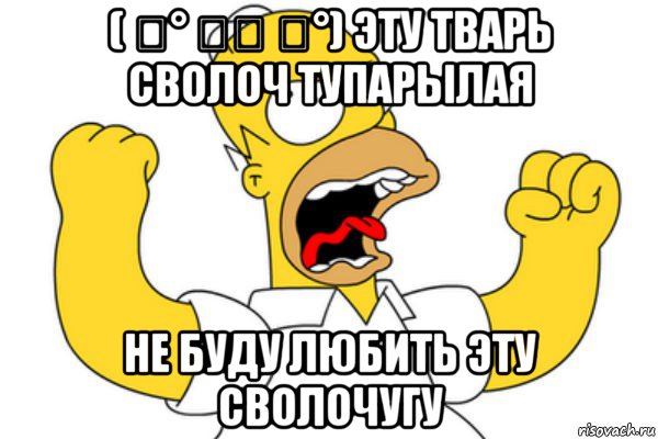 ( ͡° ͜ʖ ͡°) эту тварь сволоч тупарылая не буду любить эту сволочугу, Мем Разъяренный Гомер