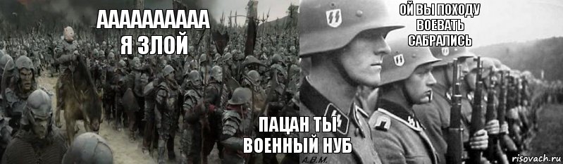 ОЙ ВЫ ПОХОДУ ВОЕВАТЬ САБРАЛИСЬ АААААААААА Я ЗЛОЙ ПАЦАН ТЫ ВОЕННЫЙ НУБ, Комикс Как видят солдат СС