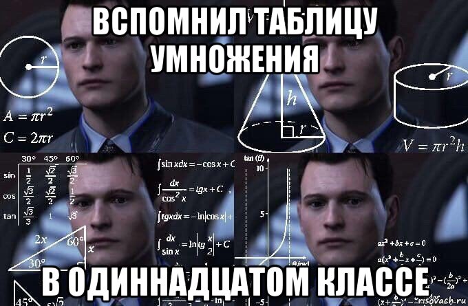 вспомнил таблицу умножения в одиннадцатом классе, Мем  Коннор задумался