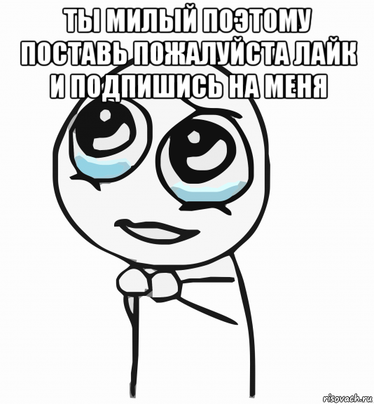 ты милый поэтому поставь пожалуйста лайк и подпишись на меня , Мем  ну пожалуйста (please)