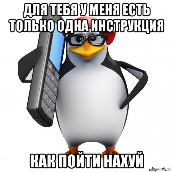 для тебя у меня есть только одна инструкция как пойти нахуй, Мем   Пингвин звонит