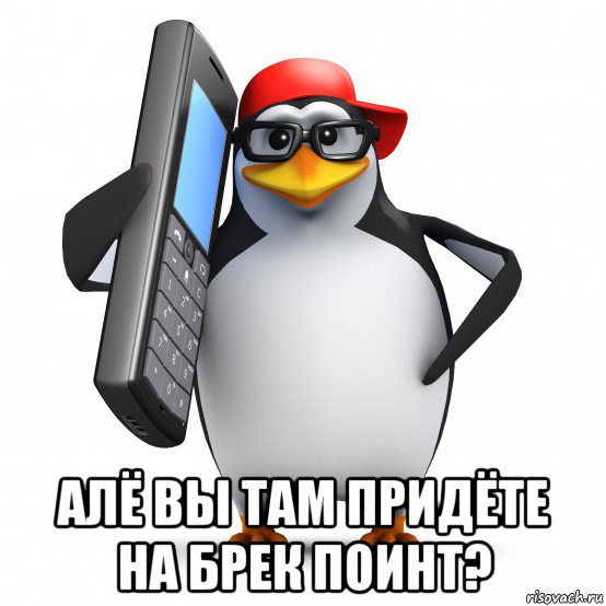  алё вы там придёте на брек поинт?, Мем   Пингвин звонит