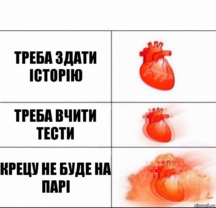 треба здати історію треба вчити тести Крецу не буде на парі, Комикс  Расширяюшее сердце