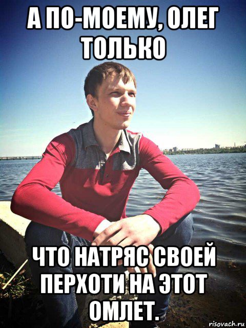 а по-моему, олег только что натряс своей перхоти на этот омлет., Мем Рогатик