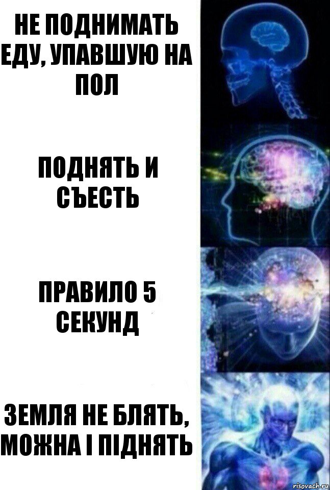 Не поднимать еду, упавшую на пол Поднять и съесть Правило 5 секунд Земля не блять, можна і піднять, Комикс  Сверхразум