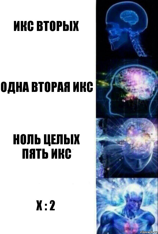 икс вторых одна вторая икс ноль целых пять икс х : 2, Комикс  Сверхразум