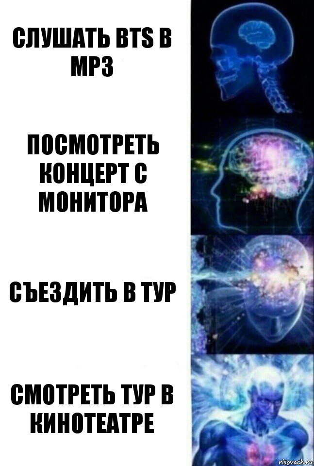 Слушать BTS в mp3 Посмотреть концерт с монитора Съездить в тур Смотреть тур в кинотеатре, Комикс  Сверхразум