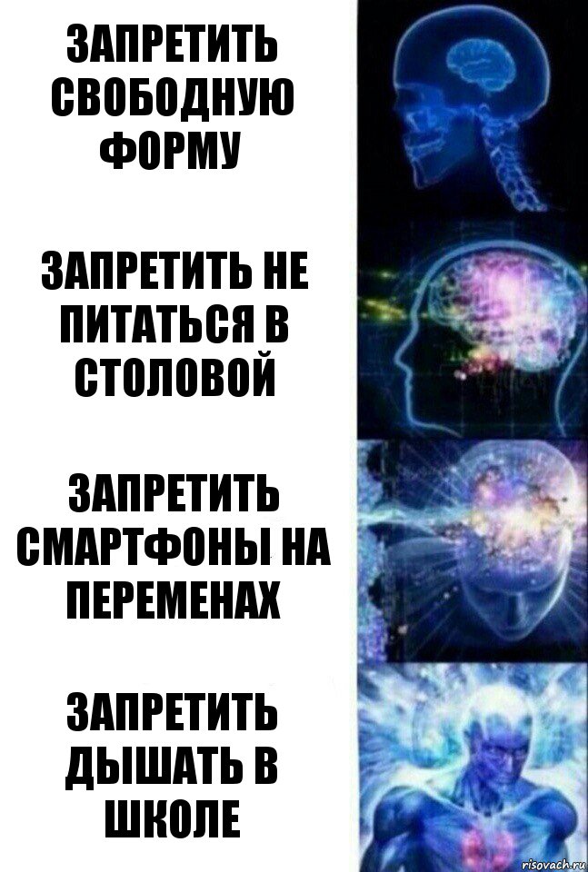 Запретить свободную форму Запретить не питаться в столовой Запретить смартфоны на переменах Запретить дышать в школе, Комикс  Сверхразум