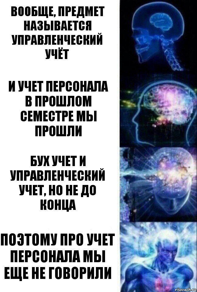 вообще, предмет называется управленческий учёт и учет персонала
в прошлом семестре мы прошли бух учет и управленческий учет, но не до конца поэтому про учет персонала мы еще не говорили, Комикс  Сверхразум