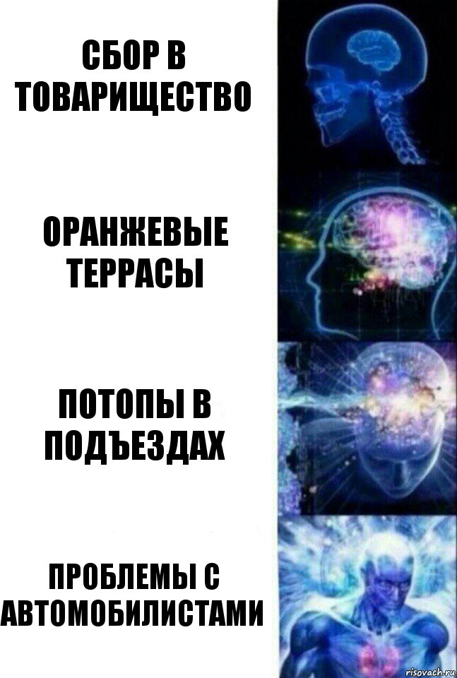 сбор в товарищество Оранжевые террасы Потопы в подъездах Проблемы с автомобилистами, Комикс  Сверхразум