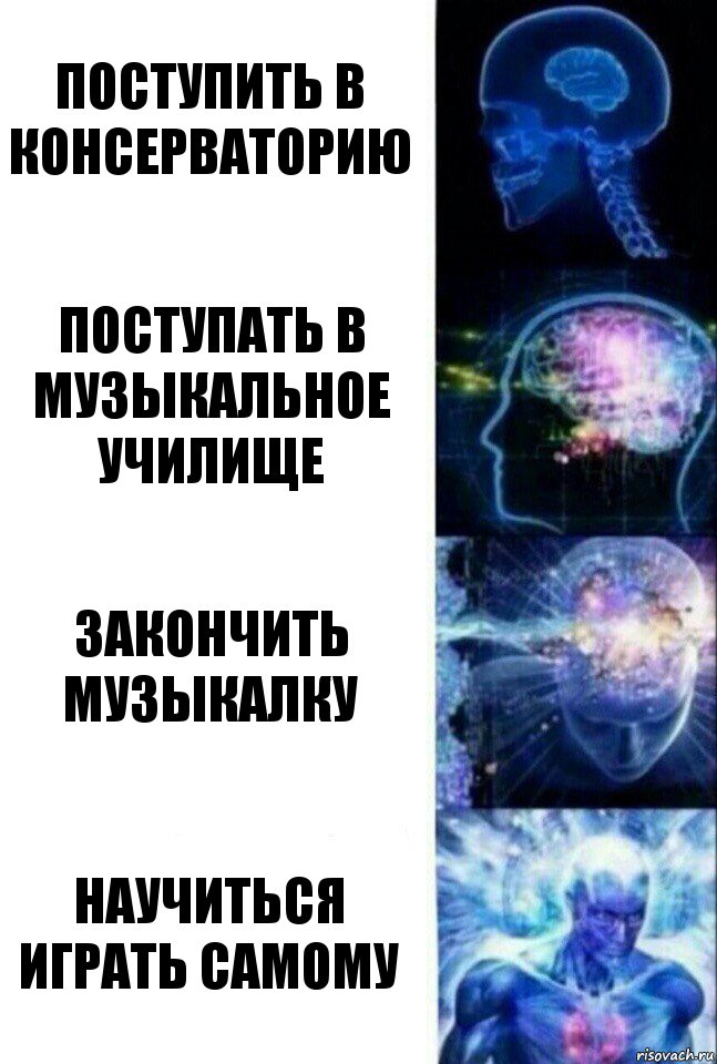 Поступить в консерваторию Поступать в музыкальное училище Закончить музыкалку Научиться играть самому, Комикс  Сверхразум