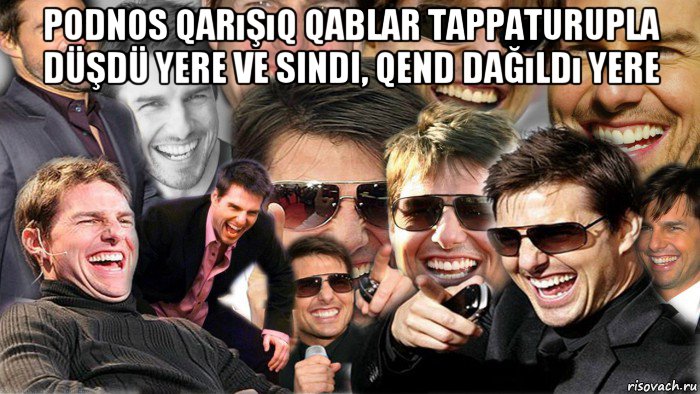 podnos qarışıq qablar tappaturupla düşdü yere ve sindi, qend dağıldı yere 