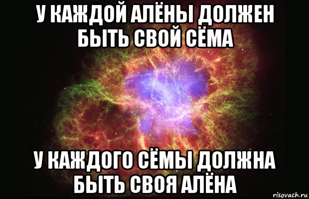 у каждой алёны должен быть свой сёма у каждого сёмы должна быть своя алёна